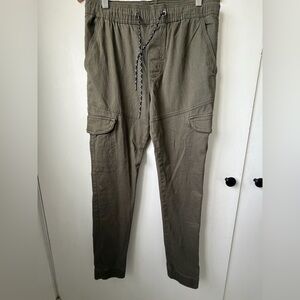 Burnside Olive Cargo Jogger Pants Elastic Drawstring Waist M
